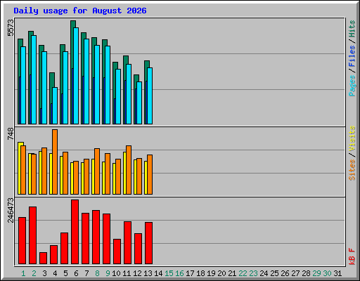 Daily usage for August 2026